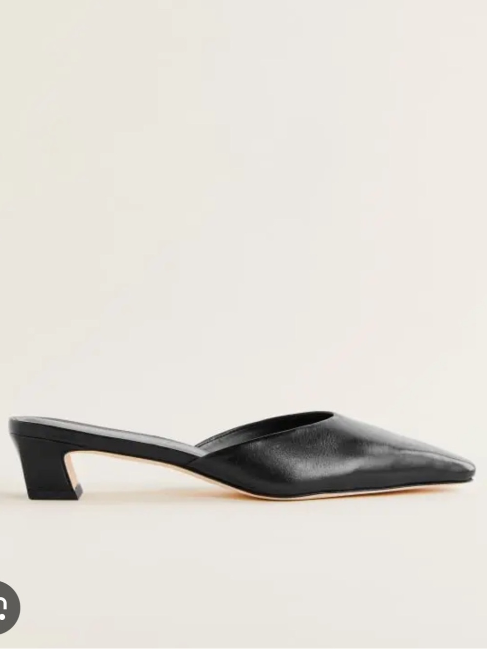 Reformation Heather Block Heel Mule - Black Leather Square-Toe Mule Slides